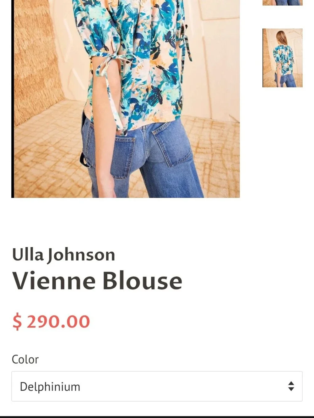 Ulla Johnson Vienne Blouse In Delphinium Size 4- Excellent Condition